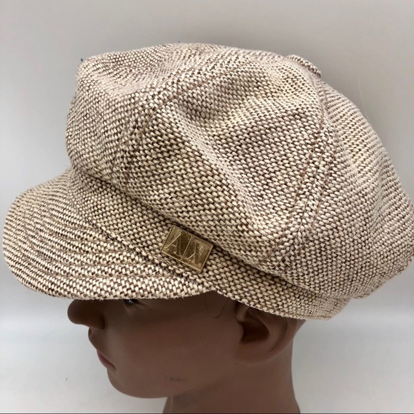 A/X Armani Exchange Accessories - Armani Exchange Newsboy cap in beige/ gold